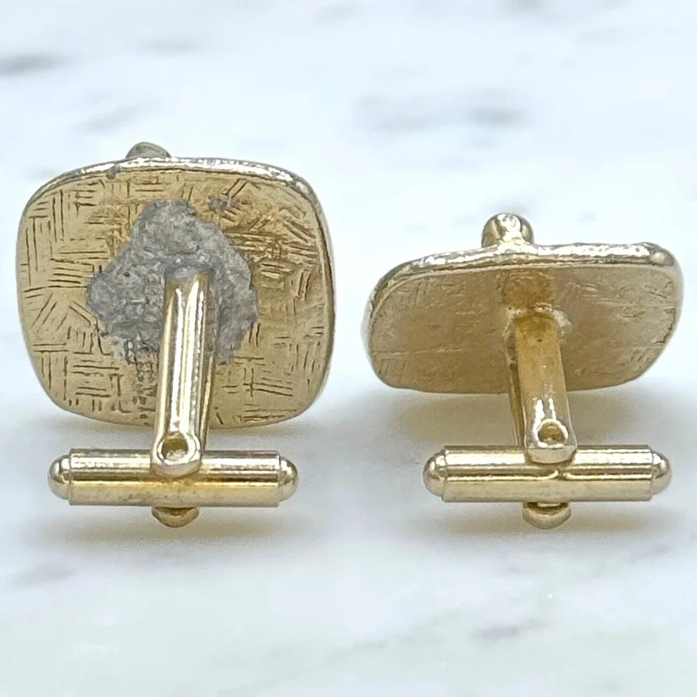 Mens Vintage Bowling Bowler Black & Gold Tone Bullet Back Cufflinks (read)